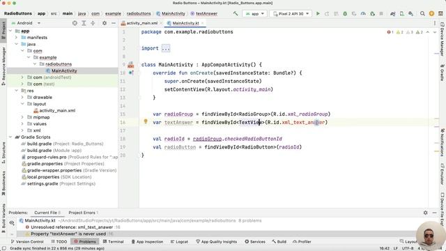 RadioButton and RadioGroup Tutorial in Android Studio