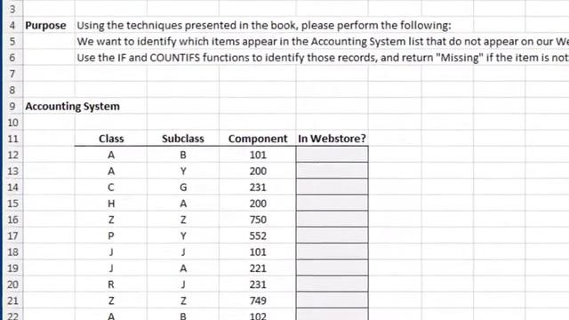 Excel University Volume 2 - Chapter 13 Multicolumn List Comparisons with COUNTIFS - Solutions