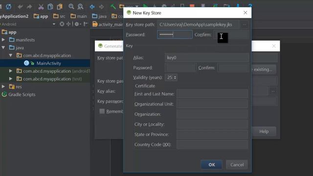 How to generate signed apk file using android studio