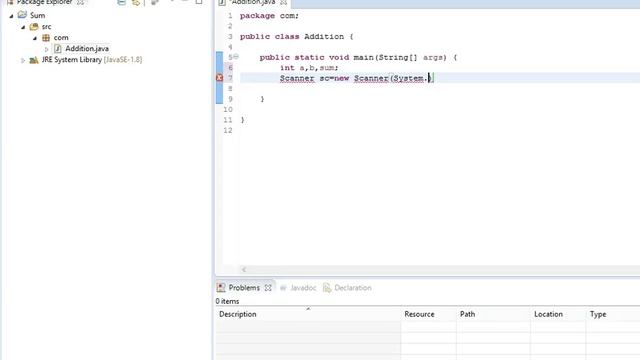 Adding of two numbers in java with eclipse