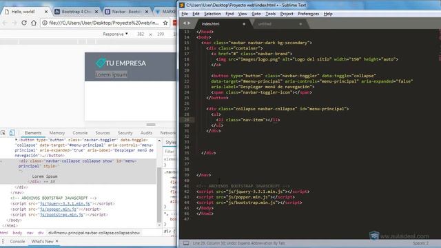 Curso de Bootstrap 4 - 66 El componente Navbar Creamos el menú desplegable?