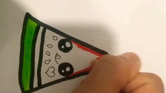 Как нарисовать милый арбуз?#drawings