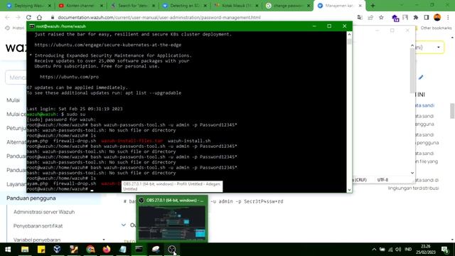 Changing the username and password for wazuh server