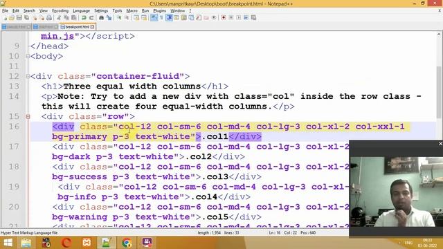 Bootstrap5 Grid System using Break Point in Bootstrap5 with Hind Urdu