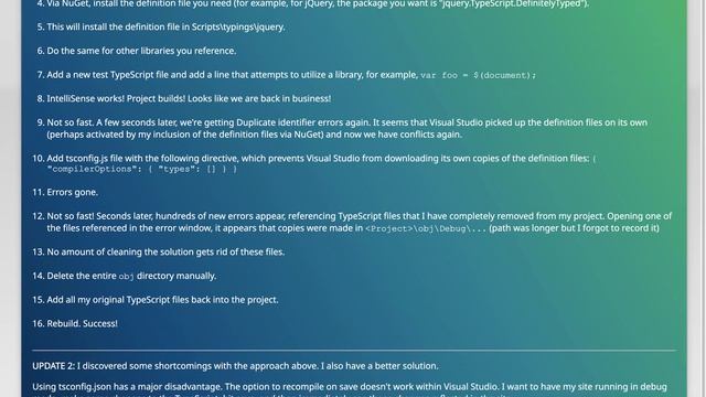 TypeScript in Visual Studio 2017: Automatic definition inclusion causes Duplicate Identifier err...