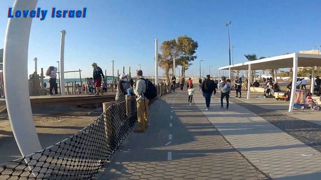 Virtual Relaxing Walker in Ashkelon Beach Promenade 4K  טיול וירטואלי באשקלון