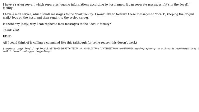 DevOps & SysAdmins: Redirecting syslog facility to other facility