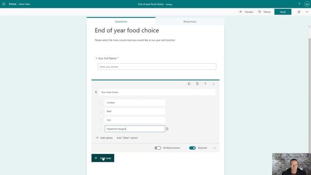 Microsoft Form linked to Excel Online Spreadsheet
