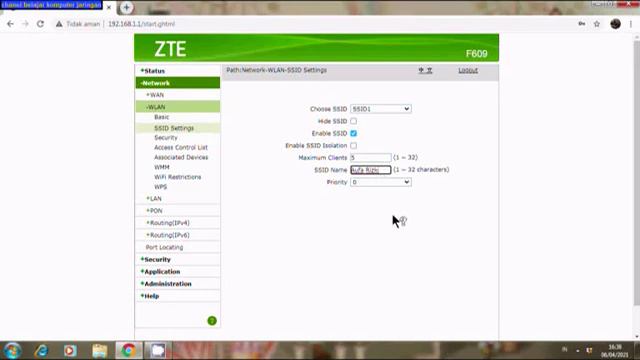 Cara Setting Wifi Indihome Modem ZTE F609