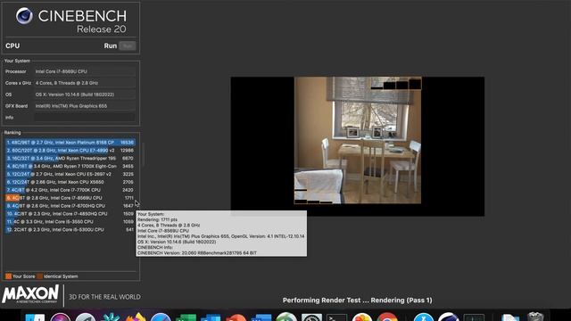 13" MacBook Pro 2019 (i7) Cinebench R20
