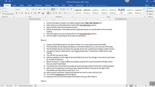 MidTerm Review - Sheet 2 - Excel Pivot Tables