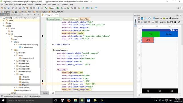 Android - bài 3-1- linearlayout trong android studio