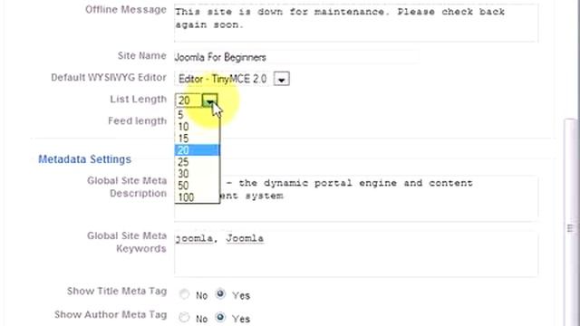 Joomla! 1.5 Global Configuration (1 of 3)