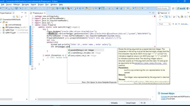 HOW TO USE PREPARED STATEMENT IN JAVA FOR ORACLE DATABASE