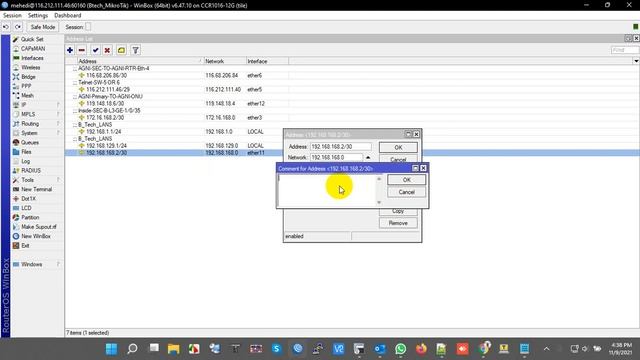 How to set a comment in Mikrotik Router