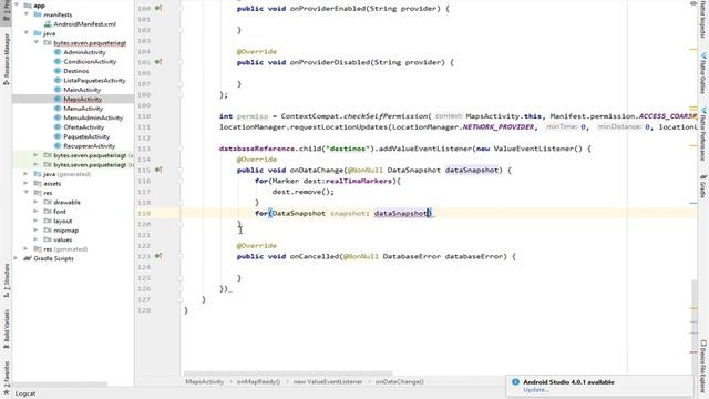Mostrar los destinos en el mapa con Firebase Android Studio