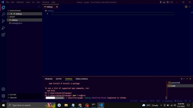 Set Up and Run a Simple Node Server Project  First program
