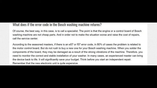bosch washing machine error code e57