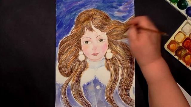 Snowflakes In My Head (Winter) - Watercolor, Gouache | IOTN - Speed Painting