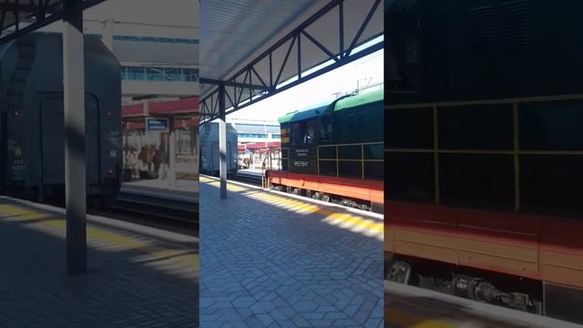 Тепловоз ЧМЭЗ-1647 прицепляется к составу поезда Москва-Симферополь