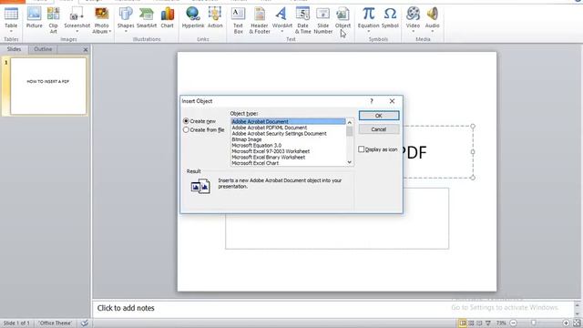How to Insert a PDF Document in a PowerPoint Slide