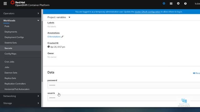130-Curso de Openshift 4. ConfigMaps y Secrets desde  Consola Web