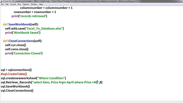 Python: Excel To SQL Connection Where Clause 8