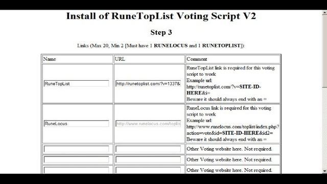 RuneTopList Voting Script V1 INSTALLATION