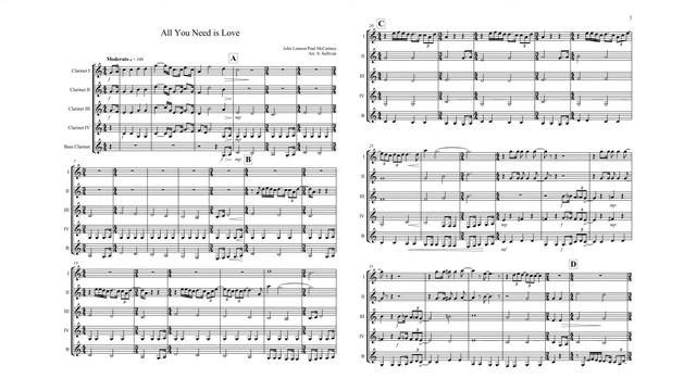 All You Need is Love - Clarinet Quintet