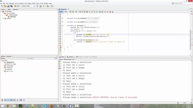 Basic Menu System in Java
