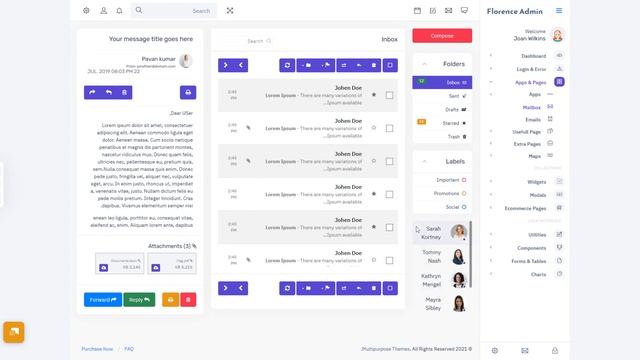Most Attractive Dark Admin Panel Dashboard of Florence Bootstrap UI Kit