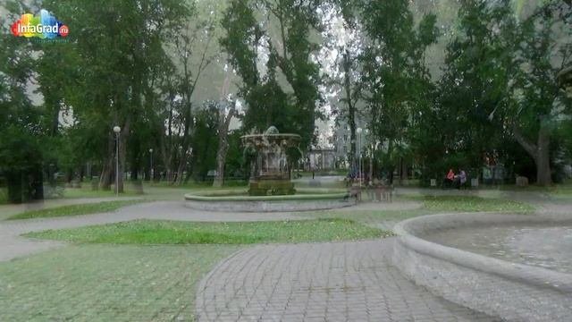 Фонтан в Петровском парке Архангельска
