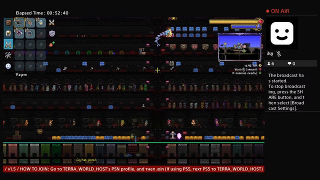 (LIVE) / PS4 / Ultimate All Items World 1.4.4 / 24/7 / SERVER 1 / Terraria /
