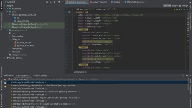 Menampilkan Data Diri Dengan Android Studio