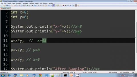 Lecture 21 swap without using 3rd variable in java in hindi