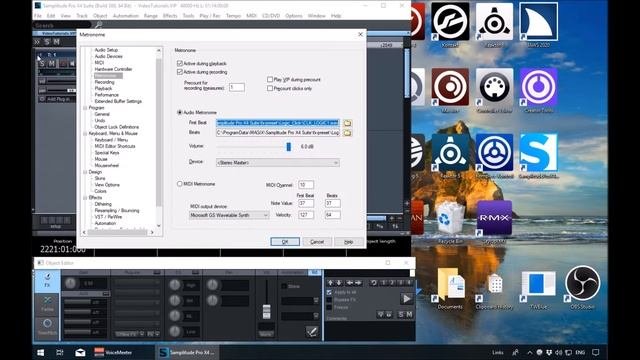 Samplitude Access-Metronome Settings