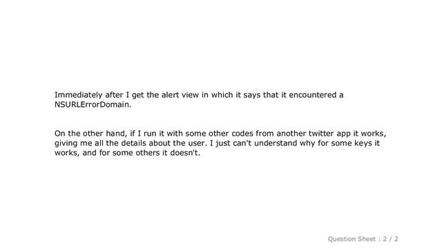iOS : iOS Twitter NSURLErrorDomain Code=-1012