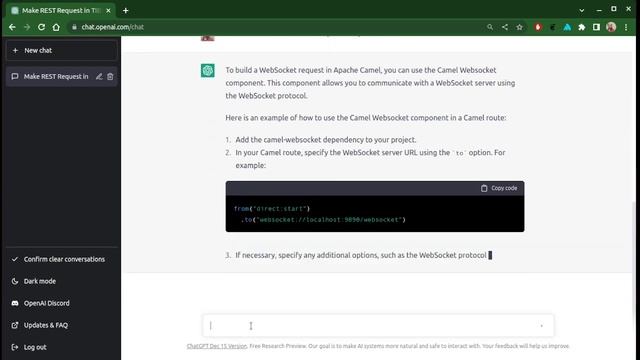 ChatGPT websocket Camel