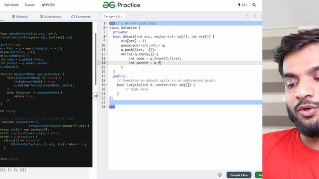 G-11. Detect a Cycle in an Undirected Graph using BFS | C++ | Java