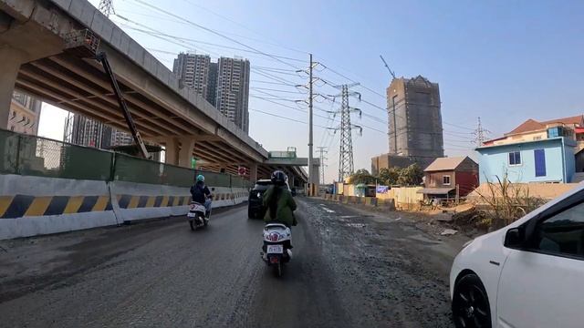 4K HDR Drone Footage Flyover Preah Monivong Bridge Update 76D Left For Phase 1 (27 Jan 2024)