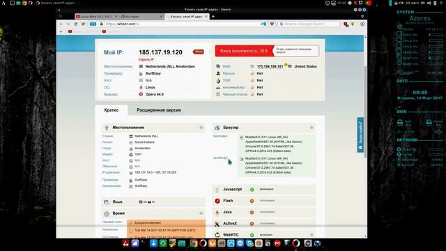 Браузер Opera. Archlinux.