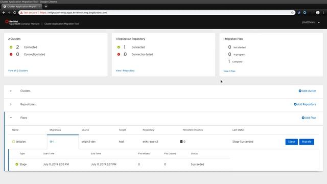 Preview of migrating an application from OpenShift 3.11 to OpenShift 4.1