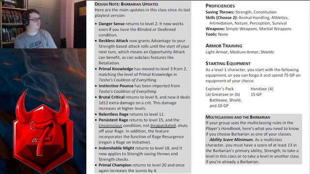 Demons of One D&D: PHB Playtest 7 - Barbarian (Part 1)