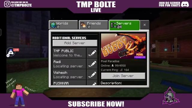 MINECRAFT PUBLIC SMP LIVE | JAVA+PE 24/7 ROAD TO MONITIZED??? | 1 Hand Player | TMP BOLTE LIVE