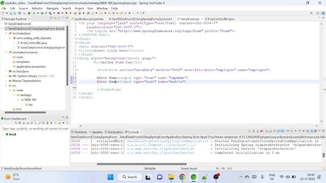 Sending Data From Jsp to Controller using ModelAttribute and Spring form in Spring Boot Applicatio