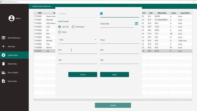 Desktop Application JavaFX CRUD MySQL Data Mahasiswa