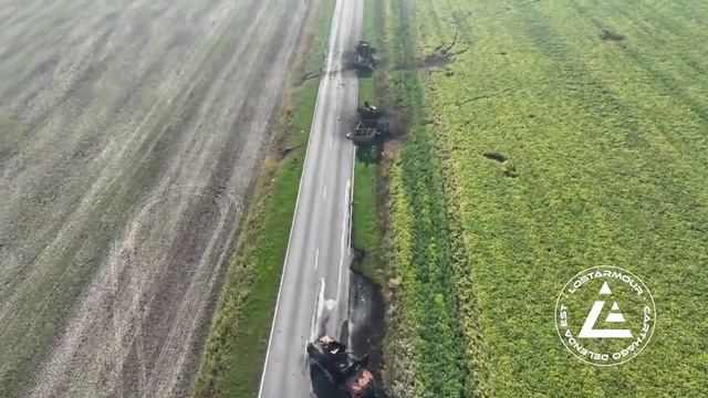 Разбитая колонна укронацистов на трассе Новоивановка — Коренево в Курской области.