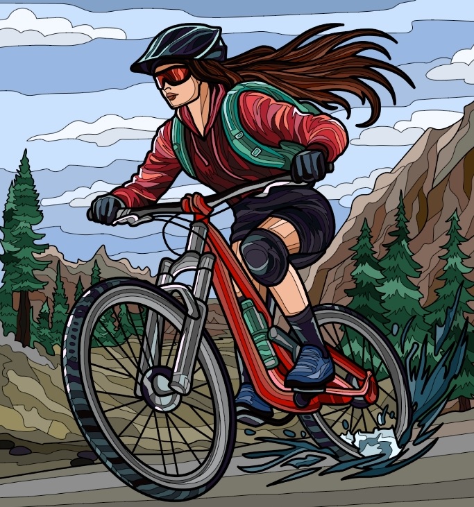 Девушка на горном велосипеде