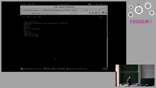 Running virtual machines in containers