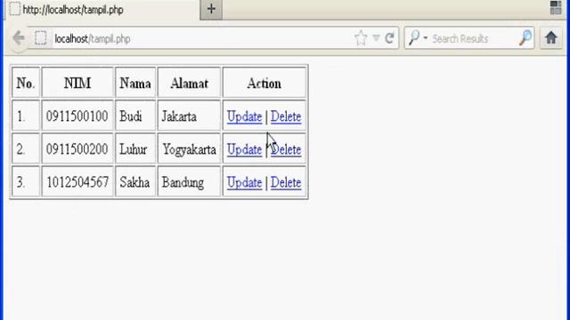 PHP MySQL CRUD - Update